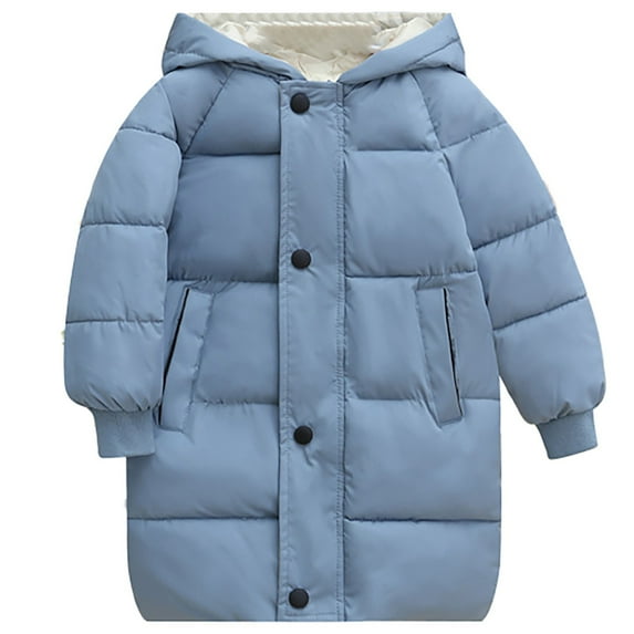 Otqutp Children's Down Padded Jacket Long Cotton Padded Jacket Baby Children's Padded Jacket Winter Clothing for Boys and Girls(Blue,8-9 Years)