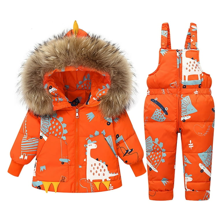Otqutp Children's Girls Boys Dinosaur Snow Suit Snow Bib Pants and