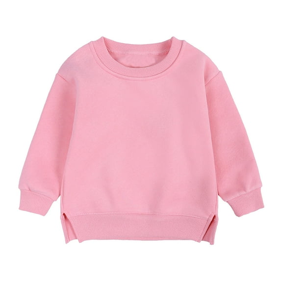Otqutp Children's Pullover Solid Color Plus Top Pullover Sweatshirt Coat Toddler Baby Boys Girls Crewneck Long Sleeve Tops Fall Winter Casual Clothes(b-Hot Pink,3-4 Years)