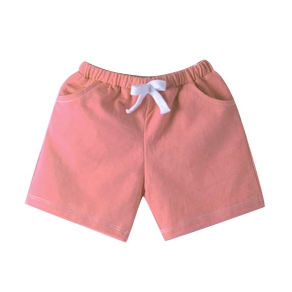 Otqutp Children's Solid Color Cotton Shorts Sports Pants Spring Summer Elastic Waist Comfort Casual Student Kindergarten Boys and Girls Shorts(A-M,12-18 Months)