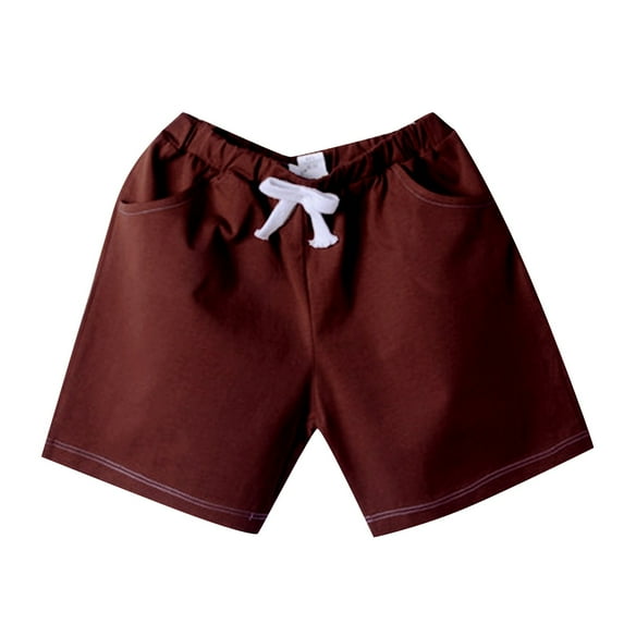 Otqutp Children's Solid Color Cotton Shorts Sports Pants Spring Summer Elastic Waist Comfort Casual Student Kindergarten Boys and Girls Shorts(C-C,4-5 Years)