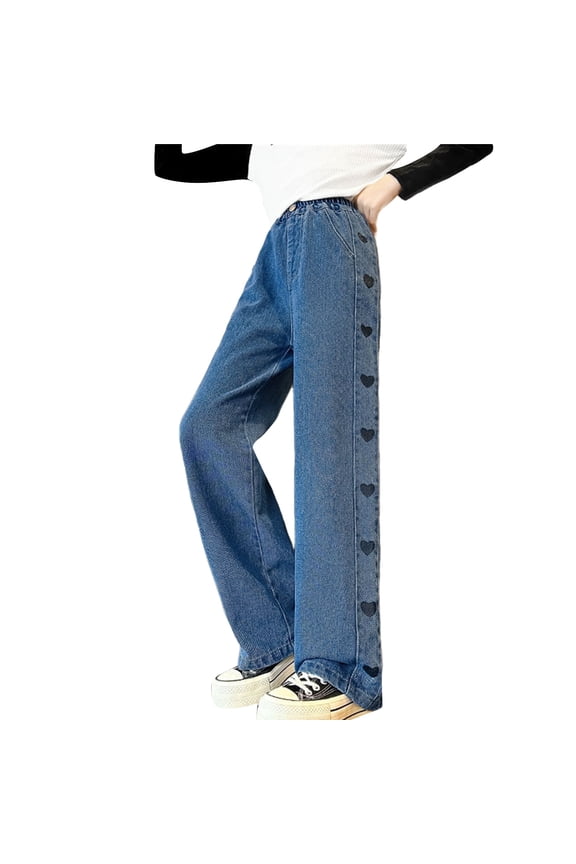 Children's Spring and Autumn Pants 2025 New Korean Version Of Large and Medium Sized Children's Fashionable Loose Wide Leg Pants Camouflage Overalls Trousers(Blue-C,10-11 Years)