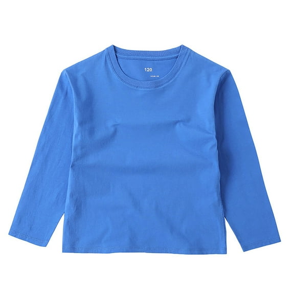 Otqutp Children's T Shirt Long Sleeve T Shirt Boys Long Sleeve Shirts Girls Cotton Crewneck T-Shirts Kids Basic Soft Long Sleeve Tees Top (A-Blue,2-3 Years)