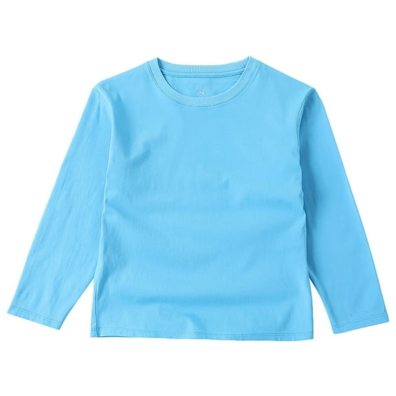 Otqutp Children's T Shirt Long Sleeve T Shirt Boys Long Sleeve Shirts Girls Cotton Crewneck T-Shirts Kids Basic Soft Long Sleeve Tees Top (A-Sky Blue,1-2 Years)