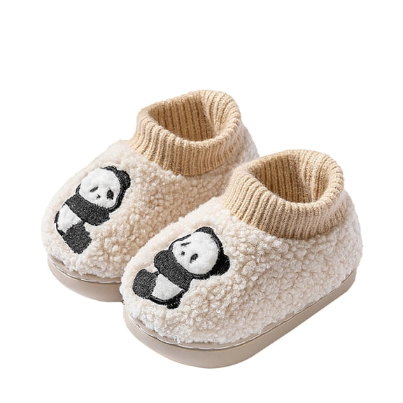 Otqutp Children's Winter Household Slippers Cotton Slippers Boys and Girls Home Indoor Cute Padded Wool Slippers Baby Baby Cotton Shoes(Beige,2.5-3Years)