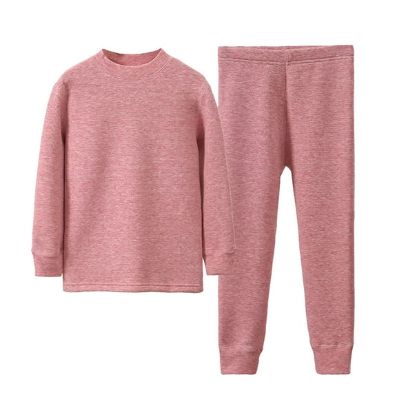 Otqutp Christmas Pajamas for Kids Boys Girls Solid Pajama Pants Set Long Sleeve Pullover Sleepwear Matching Christmas Holiday Sleepwear (Pink,5-6 Years)