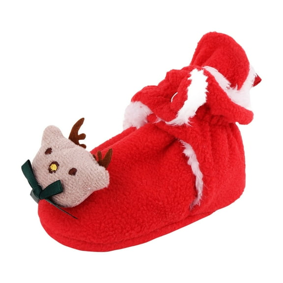 Otqutp Clearance Children Crib Shoes Christmas Booties Soft Baby Santa Winter Warm Slippers Snow Boots Crib Shoes Soft Bottom Warm Socks (RD2,3-6 Months)