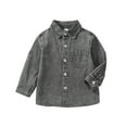 thumbnail image 1 of Otqutp Clearance Down Jackets Toddler Boys Girls Shirt Coat Jacket Denim Long Sleeve Kids Turn Down Collar Button Tops Outwear for Party Birthday School(Grey,12-18 Months), 1 of 7