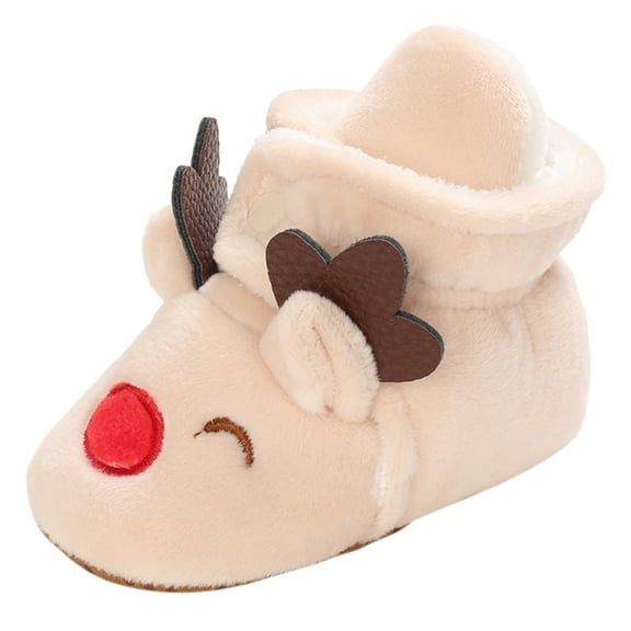 Otqutp Clearance Warm Cotton Shoes Soft Comfortable Toddler Warming Home Shoes Soft Bottom Warm Socks Children Crib Shoes Christmas Baby Cotton Boots (C,11)