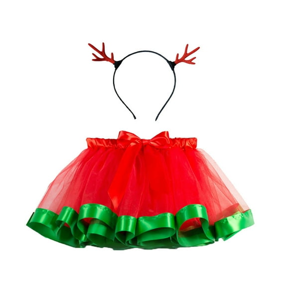 Otqutp Clothes Set for Baby Fashion Kids Girls Christmas Dance Party Cute Tulle Skirt Ballet Skirts Hairband Set Fall Winter Outfit Clothes for 2-11 Years(Red,5-8 Years)