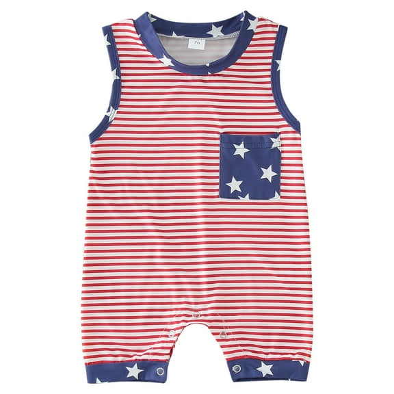Otqutp Clothing for Toddler Girls Boys Sleeveless Independence Day Striped Prints Romper Bodysuits Jumpsuit 0 to 18 Months