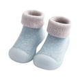 thumbnail image 1 of Otqutp Little Boys Lightweight Sneakers Toddler Baby Shoes Socks Solid Color Patchwork Knitted Plush Baby Socks Shoes for 0 To 3 Years(Blue,0-6Months), 1 of 4