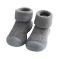 thumbnail image 1 of Otqutp Little Boys Lightweight Sneakers Toddler Baby Shoes Socks Solid Color Patchwork Knitted Plush Baby Socks Shoes for 0 To 3 Years(Gray,0-6Months), 1 of 4