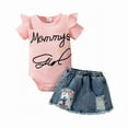 thumbnail image 1 of Otqutp Comfy Clothing for Toddler Children's Rompers Summer Girls Baby Print Short Sleeved Romper Denim Skirt Children's Suit, 1 of 6