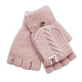 thumbnail image 1 of Otqutp Convertible Mittens Kids Knitted Warm Fingerless Gloves Toddler Cute Gloves with Mitten Cover for Boys Girls Over 12 Years(Pink,One Size), 1 of 2