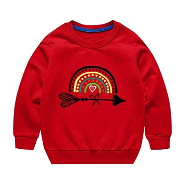 Otqutp Crewneck Pullovers for Baby Toddler Boys Girls Sweater Autumn/Winter Rainbow Print Long Sleeve Round Neck Hatless Sweater Party Birthday School(Red,9-10 Years)