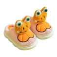 thumbnail image 1 of Otqutp Cute 3D Frog Fuzzy Slippers for Toddler Kids Winter Cotton Warm Cozy Plush Sandals Boys Girls House Slide Sandals, 1 of 4
