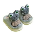thumbnail image 1 of Otqutp Cute 3D Frog Fuzzy Slippers for Toddler Kids Winter Cotton Warm Cozy Plush Sandals Boys Girls House Slide Sandals, 1 of 4