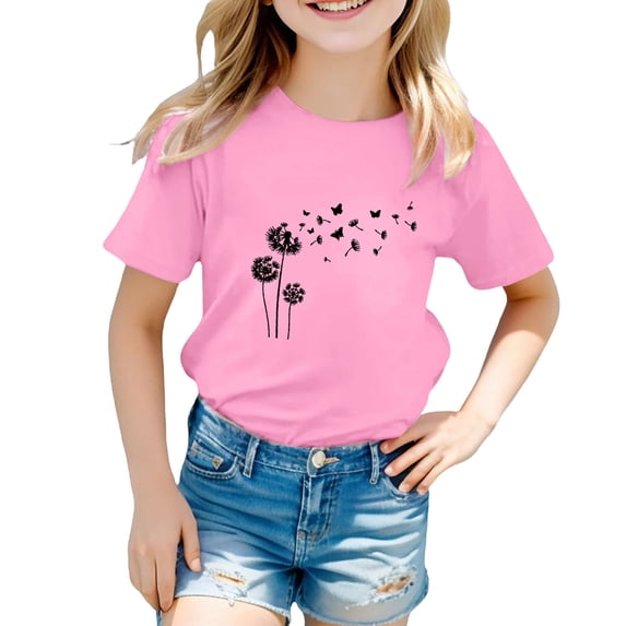 Otqutp Cute Animal Print Cotton T-Shirt for Kids - Soft Round Neck Short Sleeve Top, 4-12 Years Summer Casual Playwear for Boys and Girls