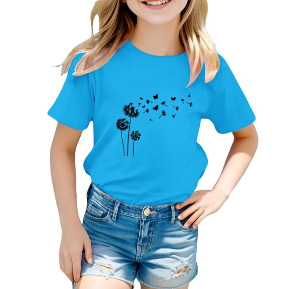 Otqutp Cute Animal Print Cotton T-Shirt for Kids - Soft Round Neck Short Sleeve Top, 4-12 Years Summer Casual Playwear for Boys and Girls