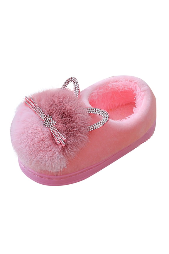 Cute Cat Slippers for Kids Cozy Warm Plush Winter Cotton Furry Soft House Shoes Girls Boys Fuzzy Bedroom Sandals
