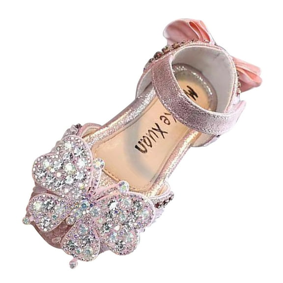 Otqutp Cute Footwear for Flower Girls Fashion Spring and Summer Girls Shoes Dress Performance Dance Shoes Rhinestone Sequins Cartoon Butterfly Light and Comfortable