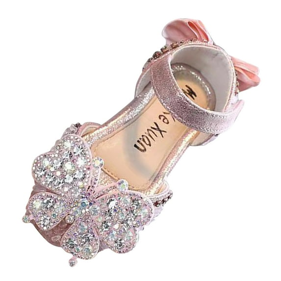Otqutp Cute Footwear for Flower Girls Fashion Spring and Summer Girls Shoes Dress Performance Dance Shoes Rhinestone Sequins Cartoon Butterfly Light and Comfortable