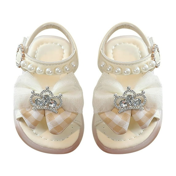 Otqutp Cute Footwear for Toddler Girls Sandals Summer for Children Wearing Beach Shoes Pearl Soft Sole Comfortable Flat Sandals Summer Dress Shoes