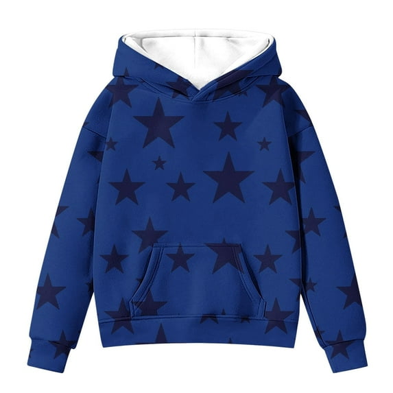 Otqutp Cute Hoodies for Teen Girls Long Sleeve Star Graphic Oversized Sweatshirts Cute Fall Spring Pocket Pullover Tops Comfy Winter Outfits(A-Blue,2-3 Years)