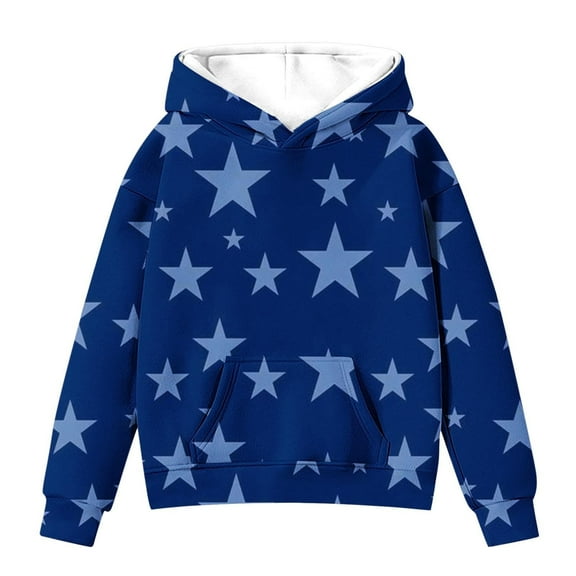 Otqutp Cute Hoodies for Teen Girls Long Sleeve Star Graphic Oversized Sweatshirts Cute Fall Spring Pocket Pullover Tops Comfy Winter Outfits(A-Dark Blue,13-14 Years)