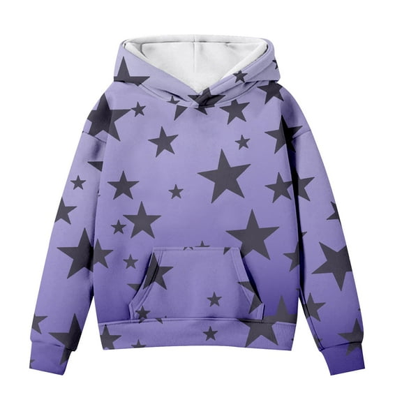 Otqutp Cute Hoodies for Teen Girls Long Sleeve Star Graphic Oversized Sweatshirts Cute Fall Spring Pocket Pullover Tops Comfy Winter Outfits(B-Dark Blue,9-10 Years)