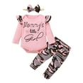 thumbnail image 1 of Otqutp Cute Toddler Baby Girl Clothes Set Spring Fall Baby Valentine Print Romper Long Sleeve Bodysuit+Camouflage Print Pants Set(Pink-1,6-12 Months), 1 of 4