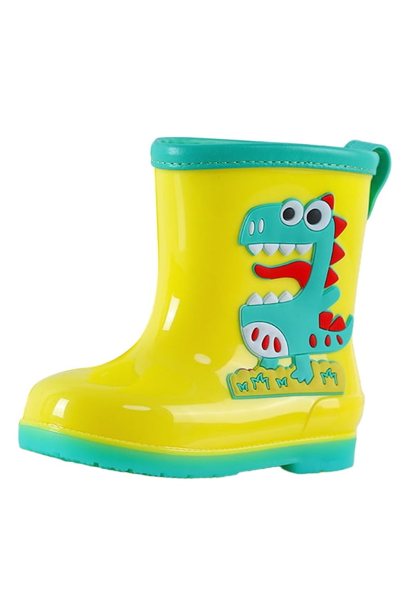 Dinosaur Rain Boots for Boys Girls Cute Non-Slip Waterproof Rubber Boots Toddler Kids Soft Bottom Princess Shoes