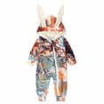 thumbnail image 1 of Otqutp Easter Girls Long Sleeve Bodysuits Baby Boys Girls Cute Easter Outfit Bunny Ear Hoodie Romper Long Sleeve Jumpsuit Spring Fall Outwear(A-Orange,3-6 Months), 1 of 8