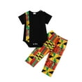thumbnail image 1 of Otqutp Elastic Waist Clothing Sets for Baby Toddler Boys Girls Short Sleeve Romper Bodysuit Geometry Prints Pants Outfits, 1 of 6