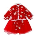 thumbnail image 1 of Otqutp Embroidery Tang Suit for Toddler Kids Baby Children Fairy Dresses for Chinese New Year Lined Warm Princess Performance Dresses with Bag (Red-A,3-4 Years), 1 of 7