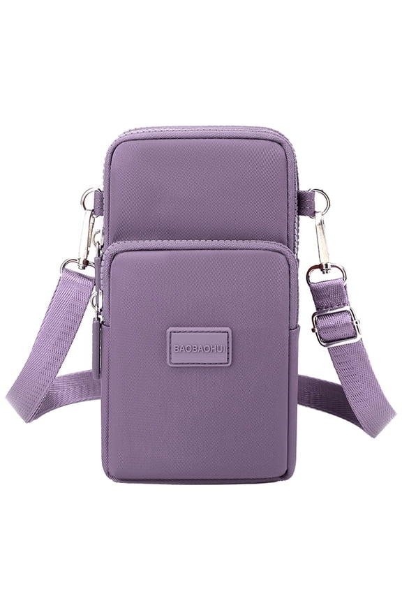 Fashion Cell Phone Bag for Women's Shoulder Handbag Solid Color Non Printing Zipper Messenger Bag Comfort Mobile Phone Bag(E,One Size)