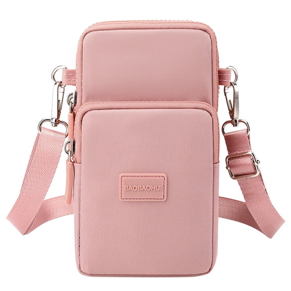 Otqutp Fashion Cell Phone Bag for Women's Shoulder Handbag Solid Color Non Printing Zipper Messenger Bag Comfort Mobile Phone Bag(Pink,One Size)