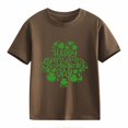 thumbnail image 1 of Otqutp Fashion Crew Neck Blouse for Girls and Boys Casual Short Sleeved T Shirt St. Day Children's Retro Personality 2D Print Loose Short Sleeved Clothes for Spring Summer(Brown,3-4 Years), 1 of 1