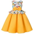 thumbnail image 1 of Otqutp Fashion Flower Girls Dress Child Girls Sleeveless Pageant Dress Birthday Party Kids Floral Prints Bowknot Gown Princess Dress(Yellow,3-4 Years), 1 of 8