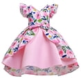 thumbnail image 1 of Otqutp Fashion Flower Girls Dresses Child Girls Fly Sleeve Pageant Dress Birthday Party Kids Floral Prints Bowknot Gown Princess Dress for 2-10 Years(Pink,8-9 Years), 1 of 7