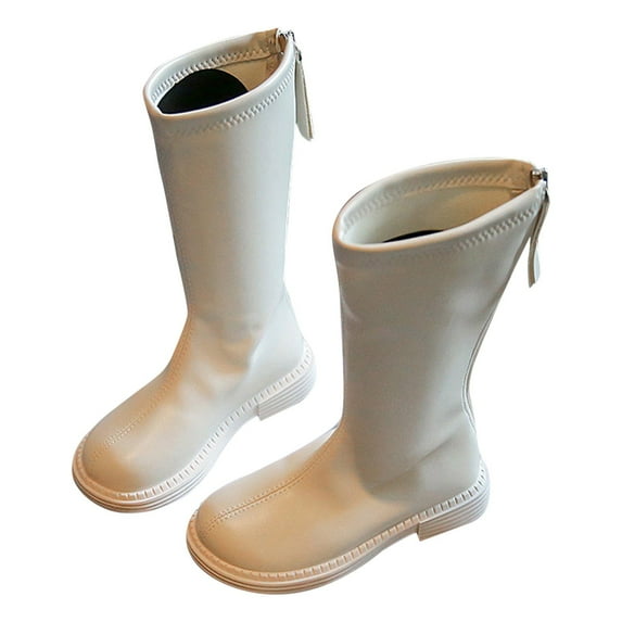 Otqutp Fashion Shoes for Baby Girls Black Platform Booties for Toddler Girls Front Zipper Cheer Shoes Outdoor Warm Non Slip Mary Jane Shoes