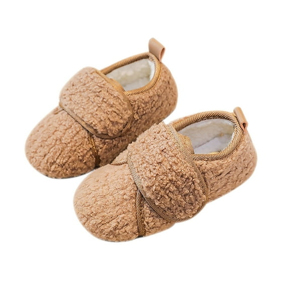 Otqutp Baby Open Toe Footwear Toddler Kids Baby Girls Cute Solid Color Warm Slippers Toddler Winter Boots with Non Slip Bottom Shoes