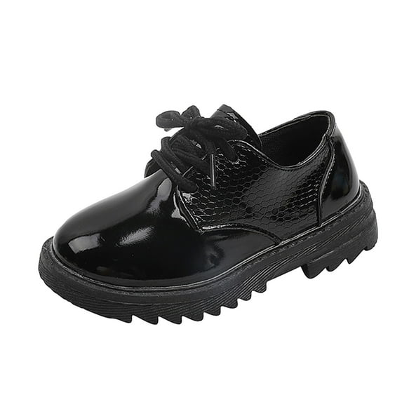 Otqutp Formal Dance Shoes for Flower Girls Summer and Autumn Fashion Cute Girls Casual Shoes Solid Color Lace Up Round Toe Thick Bottom Non Slip Dress Shoes