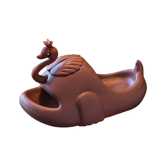 Otqutp Formal Shoes for Baby Girls Toddler Girls Boys Cartoon Swan Bathroom Inside Non Slip Sandal Slippers for 3 to 12Years