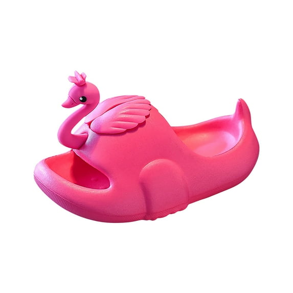 Otqutp Formal Shoes for Baby Girls Toddler Girls Boys Cartoon Swan Bathroom Inside Non Slip Sandal Slippers for 3 to 12Years