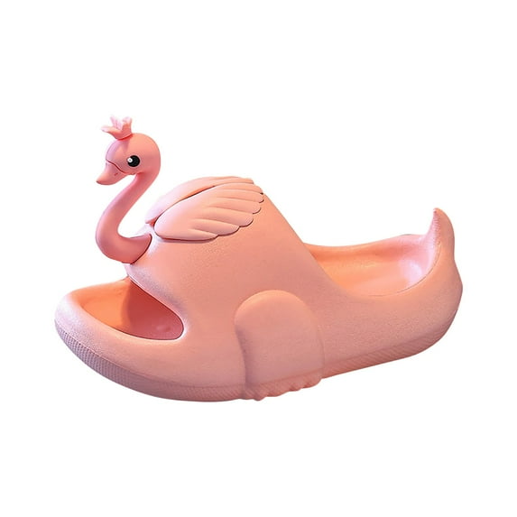 Otqutp Formal Shoes for Baby Girls Toddler Girls Boys Cartoon Swan Bathroom Inside Non Slip Sandal Slippers for 3 to 12Years