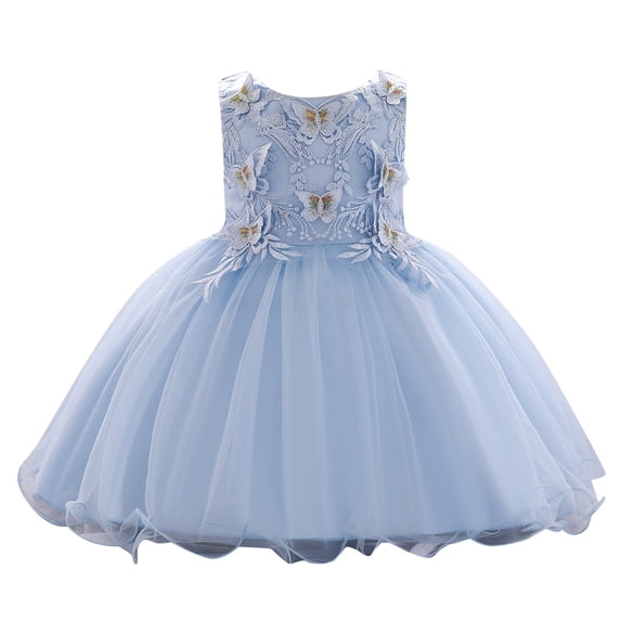 Otqutp Formal Sundress for Baby Girls Kids Toddler Baby Girls Spring Christmas Solid Tulle Ruffle Sleeveless Princess Dress for 0 to 24 Months(Sky Blue,0-6 Months)