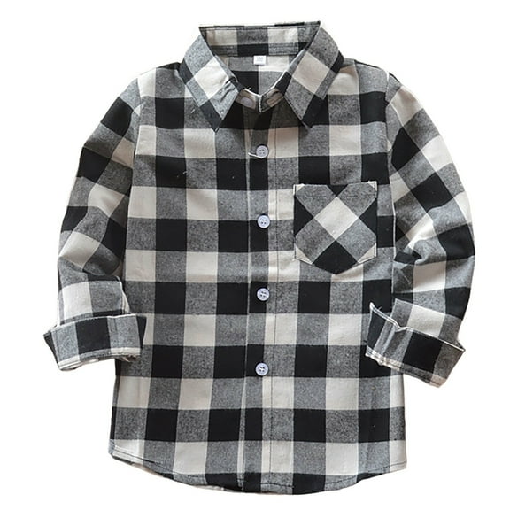 Otqutp Girl Boy Fashion Blouse Kids Little Boys Girls Baby Red Plaid Flannel Shirt Jacket Long Sleeve Button Down Flannel Shirt Plaid Pocket Front Tops (White-C,9-10 Years)