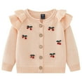 thumbnail image 1 of Otqutp Girl's Cherry Embroidery Knit Cardigan Toddler Cardigan Sweater Little Girls Button Knit Sweatshirts 1-6 Years Kids Christmas Long Sleeve Jumper(Pink,5-6 Years), 1 of 5